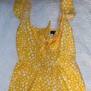 Yellow flower print summer dress